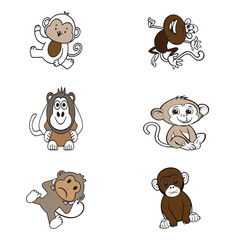 Monkey color vector file pictures