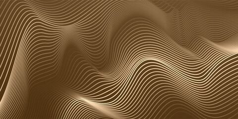 Abstract wave curve background in gold. Stock vector 3D modern background for your presentation, poster, brochure.
