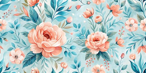 Blue and pink floral pattern