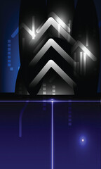 Abstract blue digital background with upward arrows and lines, symbolizing growth and technology. vibrant colors create dynamic and modern feel