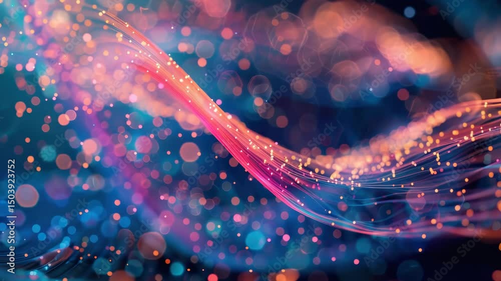 Poster vibrant abstract light patterns flowing in a colorful wave design create a mesmerizing visual experi