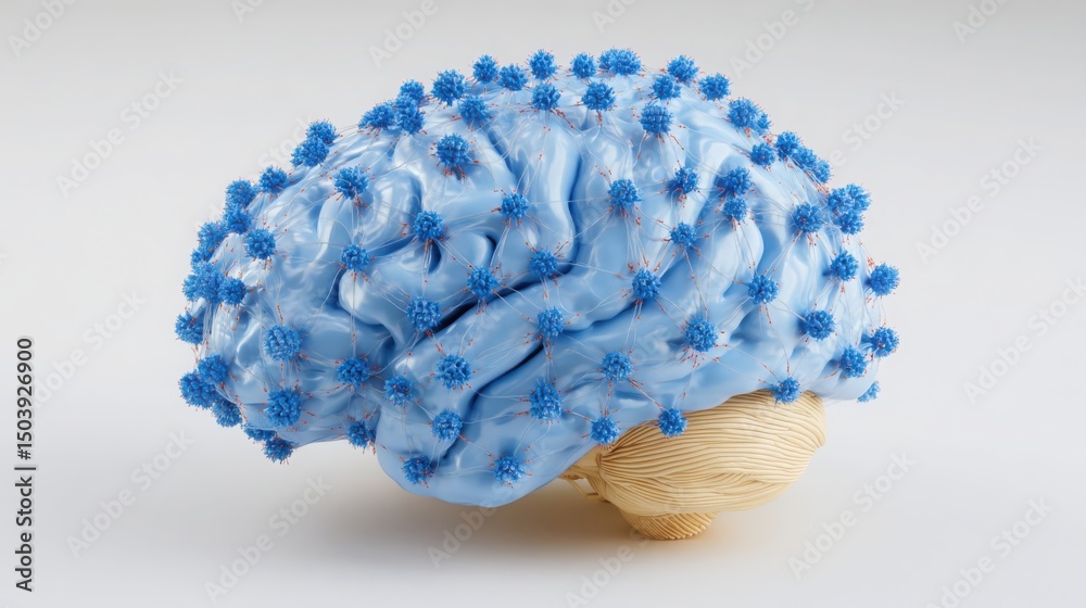 Poster business intelligence concept featuring brain with circuits representing data processing and analyti