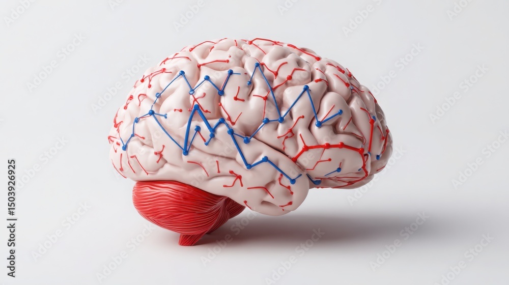 Poster business intelligence concept featuring brain with graphs representing data analysis and performance
