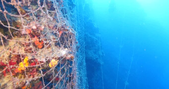 ghost hunting fish net so big underwater fisherman pollution underwater garbage environmental harming oceans driftnets