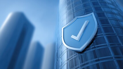 Corporate governance icon concept featuring a shield icon within a structured framework representing business integrity and security