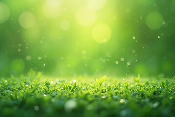 Obraz premium Lime to Forest Green Gradient - Dew Drop Light Reflections - Nature-Inspired Refreshing Background