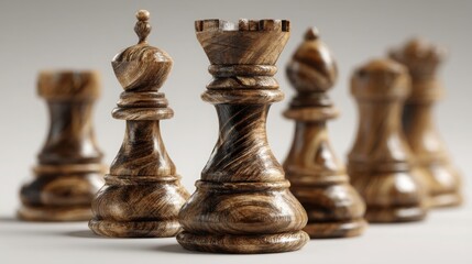 Corporate strategy icon concept featuring minimal illustration of chess pieces representing strategic business planning