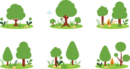 green cartoon Trees ENVIRONMENT shape