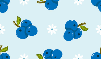 Blueberry Seamless Pattern Background. Vector Illustration Seamless Pattern for Wallpaper or Any Purpose Background