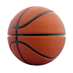 Fototapeta premium Basketball with glossy texture, dramatic shadows, . PNG file isolated on transparent background.