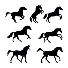 set of horses silhouettes