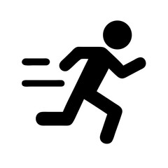 Simple Black and White Running Man Icon Depicting Speed and Motion for Websites and Applications Design Elements