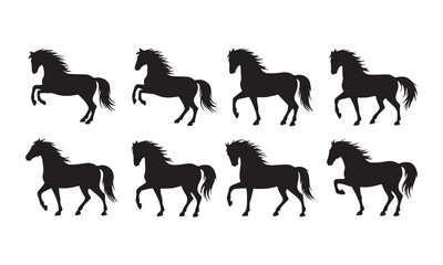 set of horses silhouettes