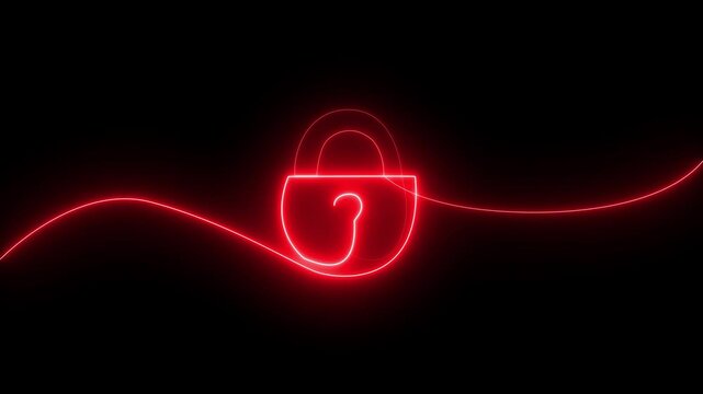 Security icon digital code black background. Scan and lock in red theme. 