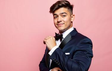 Elegant young man in a tuxedo