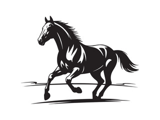 black horse on white background