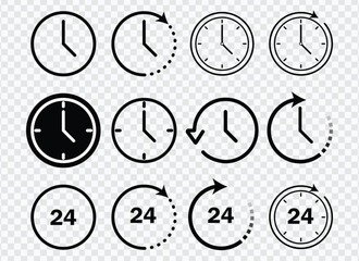 Clock Icon Collection – Vector Set of Time-Related Symbols