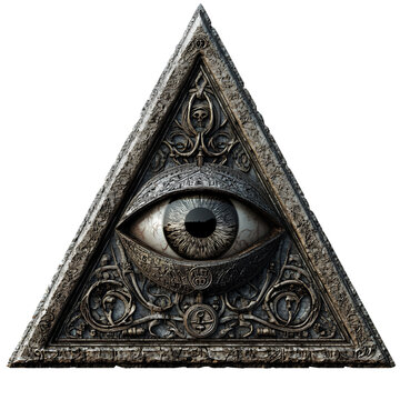 All-Seeing Eye in Ornate Pyramid &ndash; Ancient Symbol Illustration PNG