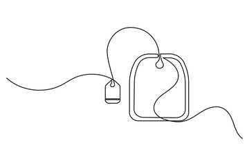 Obraz premium Tea bag continuous one line drawing and minimalist style isolate outline vector icon