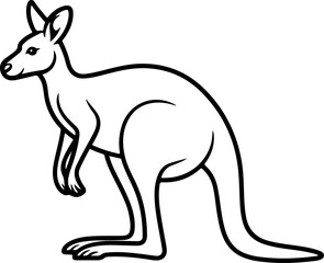 Kangaroo silhouette and line art vector illustration.