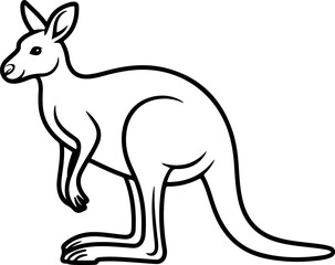 Kangaroo silhouette and line art vector illustration.