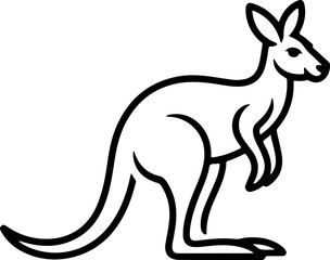 Kangaroo silhouette and line art vector illustration.