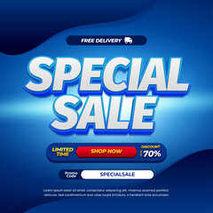 Obraz premium Special Sale discount deals simple Dark Blue gradient Editable text effect Dynamic Background Promotion Marketing banner