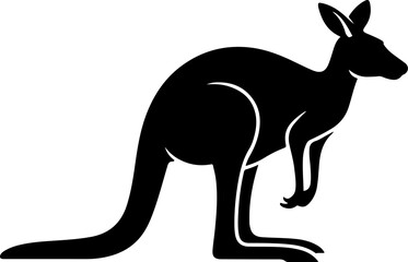 Kangaroo silhouette and line art vector illustration.