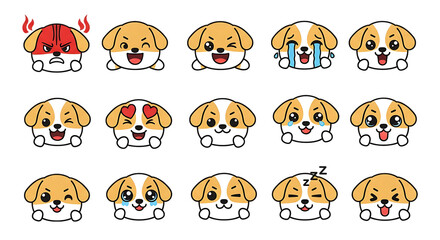 Fototapeta premium emoji pack with adorable cartoon emoticons