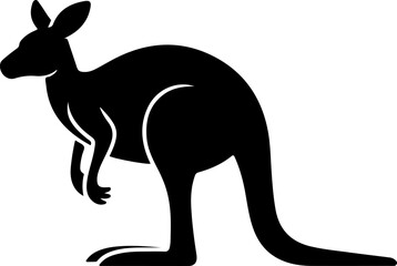 Kangaroo silhouette and line art vector illustration.