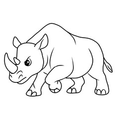 Fototapeta premium cute rhinoceros outline for coloring illustration