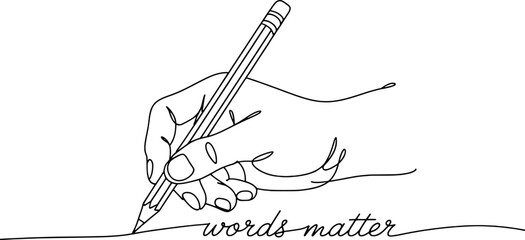 Hand writing words matter line art minimalist design