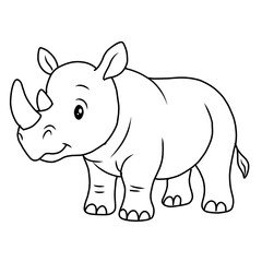 cute rhinoceros outline for coloring illustration