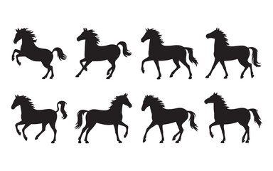 set of horses silhouettes