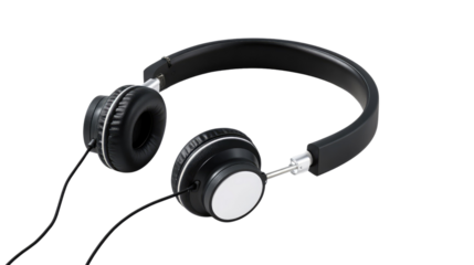 Headphones: A sleek pair of headphones, exuding minimalist charm. The composition of this photo highlights the sophisticated form, a symbol of audio and auditory exploration