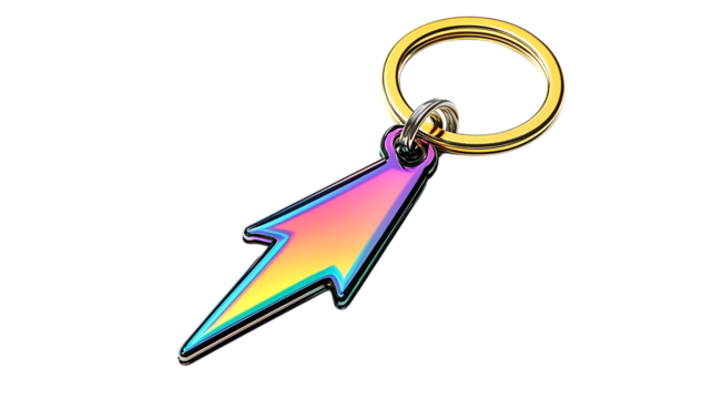 3d golden key with blue background