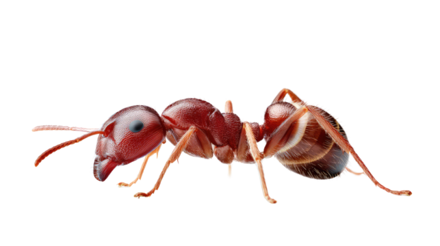 Ant Workaholic: A focused ant showcases the intricate details of an insect's physiology against an isolated background.