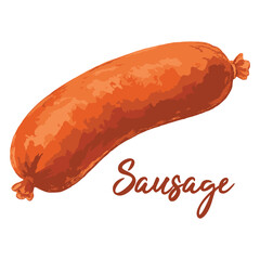 salami sausage in watercolor illustration style, isolated vector on white background