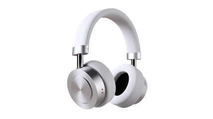 Sleek white headset: A modern, stylish white headset, isolated. Its design suggesting comfort and quality. The image conveys the perfect blend of form and function for a premium listening experience.