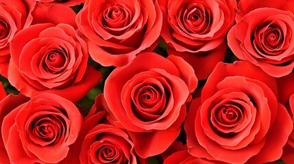 Vibrant Red Roses Arrangement in Full Bloom Creating a Romantic Floral Background