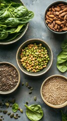 Plant based protein sources featuring nutritious organic ingredients for healthy cooking and vegetarian diet lifestyle. Healthy vegan food preparation for wellness and sustainable lifestyle use.