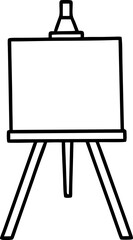 Easel With Canvas Line Art Vector Illustration