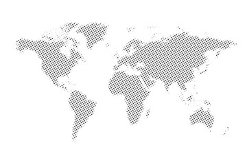 Fototapeta premium World map made from tiny black stars, halftone stars and world map combination design