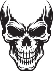 Tribal Alien Skull silhouette Vector – Abstract Grinning Skull Tattoo Illustration