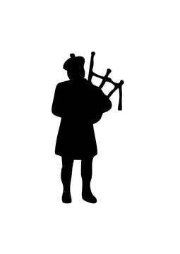 black silhouette bagpiper playing music clip art preview