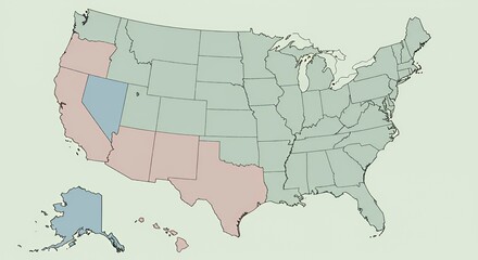 Obraz premium US States Color-Coded Map