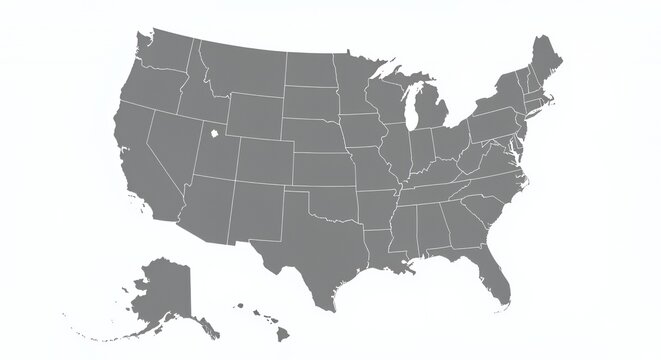 United States Map: A Detailed Grey Scale Representation of the 50 States