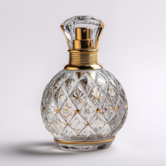 Elegant Crystal Perfume Bottle with Gold Accents
