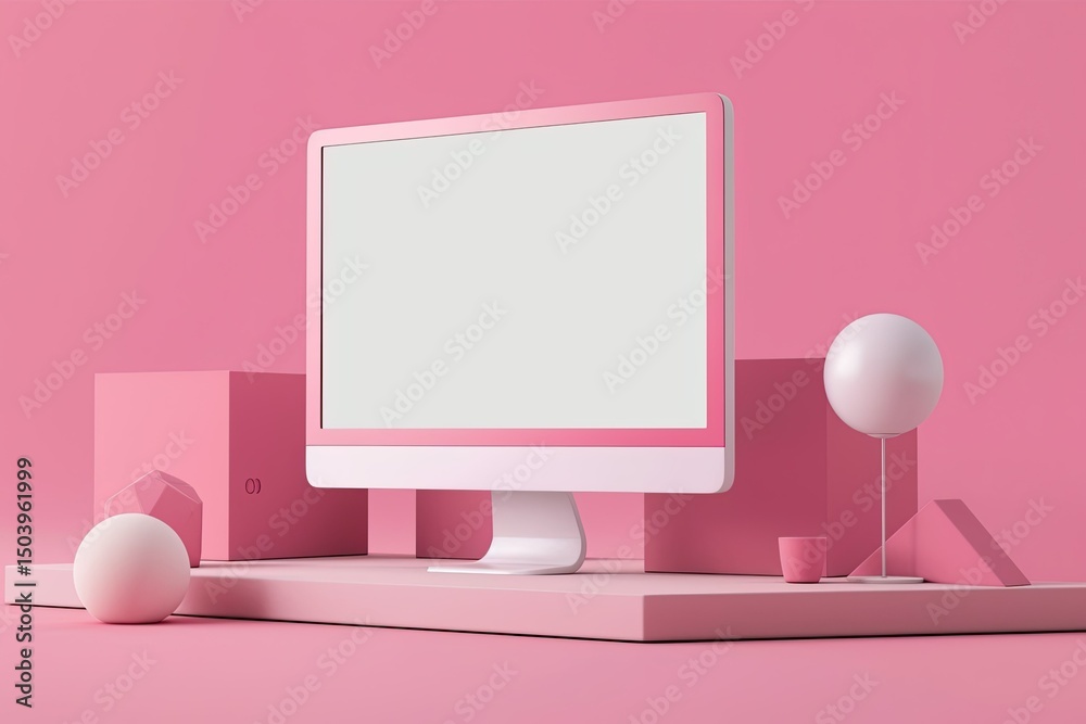 Fototapete 3d computer mockup with minimal background customizable background and object color