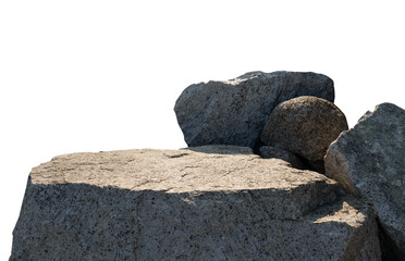 Rock stone isolated on background,Grey rocky podium platfrom for product display, Nature big rock...